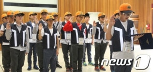 용마중학교 학생들 119 소년단 되다