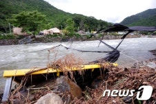 [화보]경북도 청도군 운문천 태풍 나크리로 야영객 고립