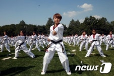 진지한 태권도 꿈나무들
