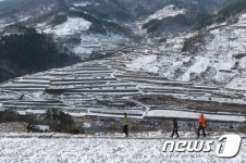 지리산 다랭이논의 설경