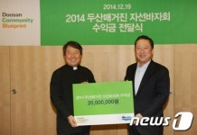 두산매거진, 명휘원 무료급식소에 바자회 수익금 전달