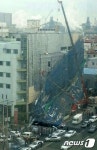 [화보]포항 세명기독병원 외벽 비계 붕괴