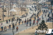 포근한 주말, 한강시민공원 북적