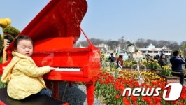 튤립축제에서 피아노 쳐요