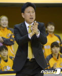 선수 격려하는 국민은행 서동철 감독