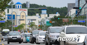 차 막히는 동부산롯데아울렛