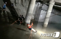 도림천에서 구조되는 시민