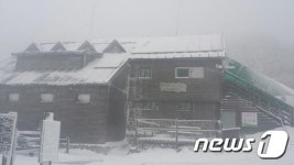 눈 내리는 지리산 장터목 대피소