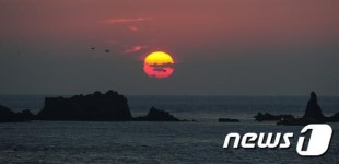 제주 차귀도, 구름사이 해넘이