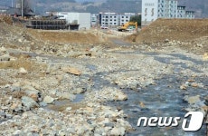 사흘간 76.6mm비로 범람한 대동지 복구
