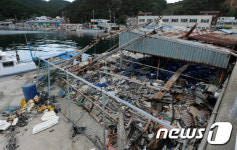 폐그물과 잡동사니로 가득한 금진항