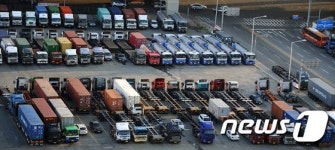 파업 앞둔 화물차 주차장