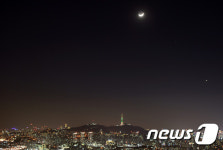 서울 하늘에 나란히 달-화성-금성