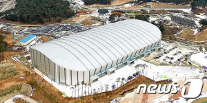 강릉 스피드스케이팅 경기장 오발 전경