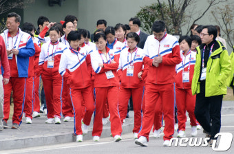 강릉생활에 익숙해진 북한 선수단