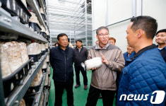 표고버섯 재배농가 방문한 허건량 농촌진흥청 차장