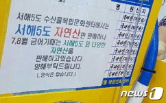 서해5도 수산물직판장에 타지산 수산물 등장