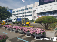 창원시청 정문 앞 대형화분 대부분 철거…포토존 조성