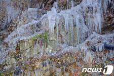 동장군 무섭네...꽁꽁 언 구곡폭포