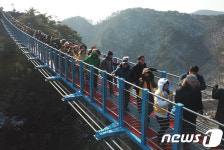 섬강 절경이 한눈에…원주 소금산 출렁다리 개통