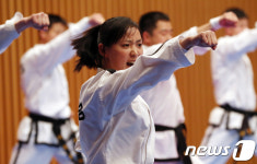 北 태권도 시범단, 우렁찬 기합과 함께