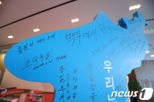 북한응원단 메시지 통일아 어서오라