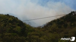 광양 옥룡면 동곡리 백운산 중턱서 산불…진화 중