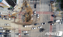 대구 평리네거리 싱크홀 복구 현장