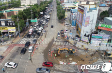 대구 평리네거리 싱크홀로 인한 교통정체