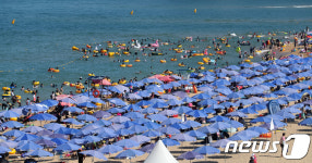 평일에도 북적이는 속초해수욕장