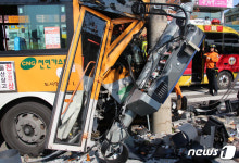 신호등 들이받은 시내버스