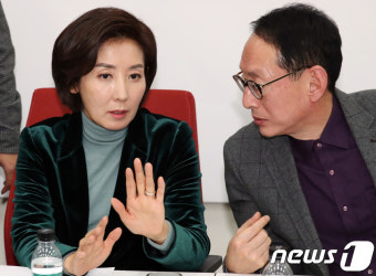 김도읍 단장과 대화하는 나경원 원내대표