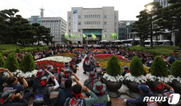 건설노조 울산건설기계지부 울산시청 앞 대치