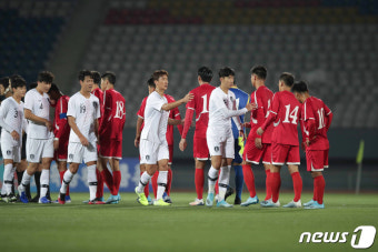 무승부 경기 끝나고 인사하는 남과 북