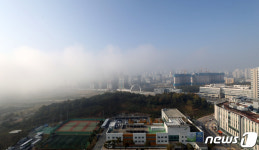 아침 안개에 가려진 세종시