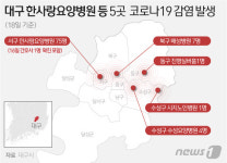 [그래픽] 대구 한사랑요양병원 등 5곳 코로나19 감염 발생