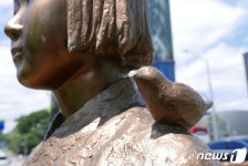 뺨과 머리카락 상처 난 흑석동 소녀상