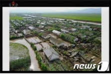 홍수 피해 입은 북한 황해북도 은파군 대청리 일대