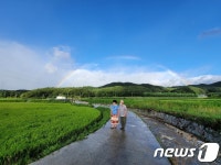 무지개 뜬 함양 하늘