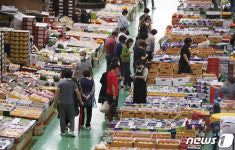 제수용 과일 살펴보는 시민들