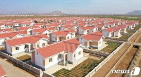 수해 복구 완료 북한 은파군 대청리 살림집들