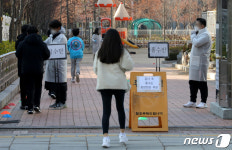 검사 받으러 가는 초등학생들