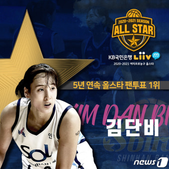 신한은행 김단비, 5년 연속 여자농구 올스타 팬 투표 1위