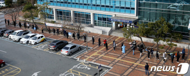 울산 동구보건소에 늘어선 코로나19 대기 줄