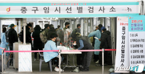 북적이는 코로나19 선별검사소