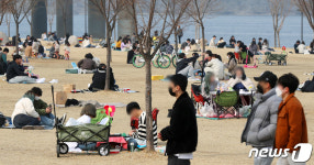 포근해진 날씨에 한강공원 찾은 시민들