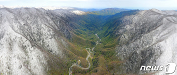 오월 봄눈이 만든 오대산 장관