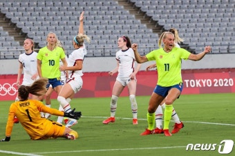 [올림픽] '여자 축구 최강' 미국, 스웨덴에 0-3 완패