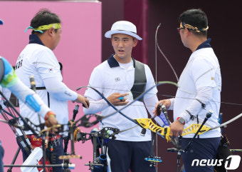 남자 양궁 단체전 대표팀 '금메달 작전'
