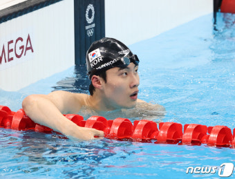 기록하는 황선우, 자유형 100m 아시아 신기록